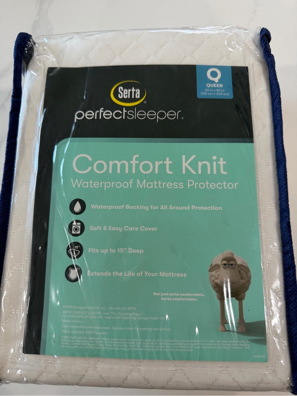 Serta Perfect Sleeper Comfort Knit Waterproof Mattress Protector - White (Queen)